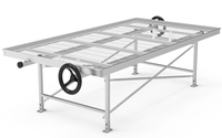 Banc de semis mobile à roulettes en treillis métallique galvanisé pour serre agricole