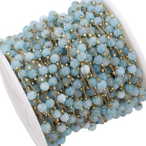 Cadena de cuentas de 4.5mm con piedra redonda, acero inoxidable chapado en oro para la fabricación de joyas y suministros de abalorios. - Product Image 5