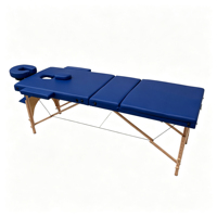 Table de massage pliante de luxe à 3 sections avec pieds en bois, lit de spa portable pour usage professionnel