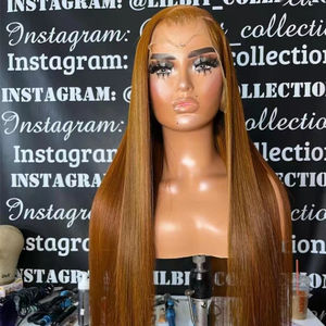 Nuovo <span class=keywords><strong>colore</strong></span> marrone castagna lungo diritto serico 100 donatore grezzo cuticola allineato capelli umani parrucche anteriori in pizzo HD trasparente - Product Image 4