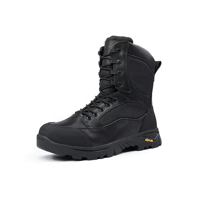Original Factory Black Full Grain Leather Fireproof Boots Fire Prevention Firemen Shoes Tactical Boots