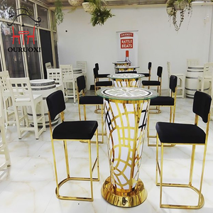 Led mesa de club nocturno redonda de acero inoxidable oro al aire libre bar mesa de fiesta - Product Image 4