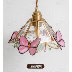 ShareDon Stained Glass Pendant <b>Light</b> Butterfly Design Retro Style E26 Single Head <b>Chandelier</b> - Product Image 3