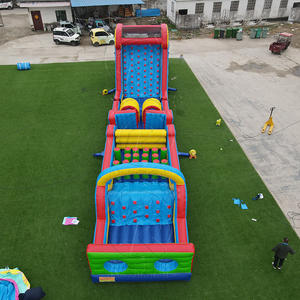 Parcours d'obstacles gonflable géant commercial avec toboggan et mur d'escalade pour parc d'attractions et jeux de défi - Product Image 4