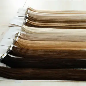 Top Grade Tape In Hair Extensions Double Drawn Russian Thin Custom Injected Tape Hair Extensions