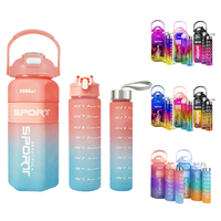 2023 dégradé de couleur en forme polygonale 3-en-1 ensemble 2000ml/64oz couvercle de bouteille d'eau en plastique PP pour salle de sport cadeau de Promotion pas cher pour