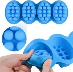 Moldes de Silicona 3D Hechos a Mano con 4 Cavidades para Hacer Jabones, Herramientas de Moldeo para Manualidades, Jabones de Forma Ovalada, Herramienta para Jabones de Masaje - Product Image 1