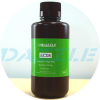 Resin Dazzle EC08 Hijau Tua 3D High Wax Castable Resin Cairan Pengeras UV untuk Printer 3D SLA LCD, Resin untuk Cetakan Perhiasan