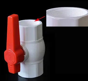 TKFM dn40白色八角形螺纹连接塑料PVC球阀，用于供水管道