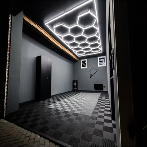 Lumières LED hexagonales pour garage, super lumineuses, systèmes à 14 grilles, lumière de plafond hexagonale, lumières de garage hexagonales avec cadre rectangulaire - Product Image 1