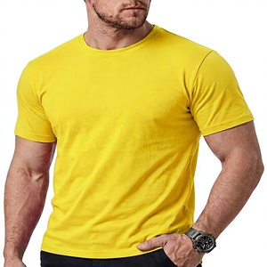 Camisetas de Algodón Lisas para Hombre, Cuello Redondo, Alta Calidad, Estilo Urbano, Hip Hop, Hombros Caídos, Tejido de Punto de Algodón, Teñido Liso - Product Image 1