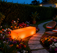 Ensemble de bancs et chaises longs en plastique LED résistant à l'eau Glow Events pour la maison, le bar, la salle de sport, l'hôtel, la salle à manger, l'extérieur et l'usage commercial