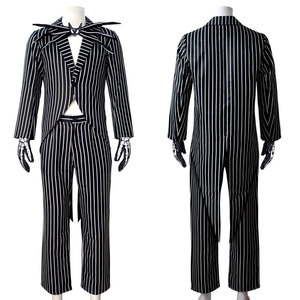 Jack Skellington Cosplay <b>Costume</b> Black White Striped Suit Pants Set Men Women Halloween Christmas <b>Costume</b> - Product Image 2