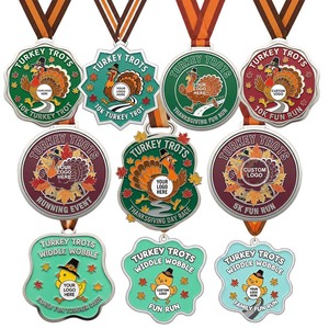 Medaglie Personalizzate per Gare: 5K, 10K, Widdle Wobble, One Mile Dog Jog, Turkey Trot - Product Image 1