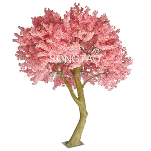 Songtao A23 Pink curved pole artificial cherry tree restaurant interior and exterior decoration