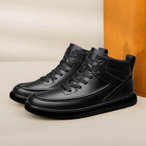 Stivaletti da uomo con lacci <span class=keywords><strong>in</strong></span> vera pelle Oxford Anti-slip stivali da moto Casual scarpe alte da uomo <span class=keywords><strong>in</strong></span> peluche - Product Image 3