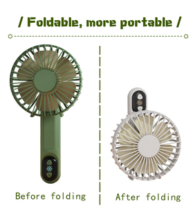 Ventilateur manuel portable à affichage numérique 1200 mAh, 3 vitesses, ventilateur de poche rechargeable pour l'été - Product Image 6