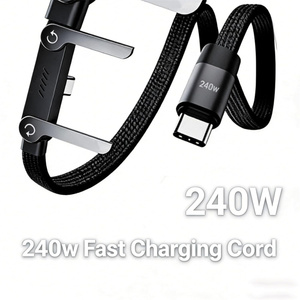 Câble Chargeur 2-en-1 avec Support Invisible, Câble de Charge Rapide 240W en Nylon Tressé avec Support Téléphone - Product Image 3