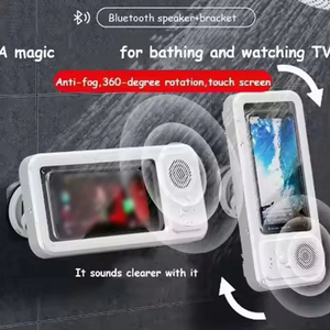 Support mural étanche pour téléphone avec haut-parleur Bluetooth Z07, pour douche, écran tactile, boîte de salle de bain pour regarder des vidéos - Product Image 3