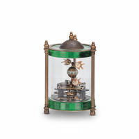 Horloge mécanique vintage et unique en émail cloisonné chinois / Bronze vert/bleu pour aquarium animé