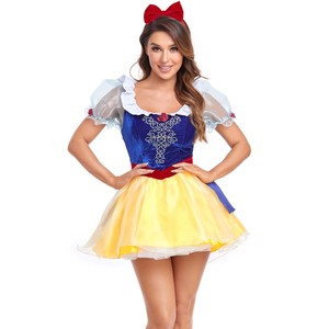 Costume de robe de princesse bleu jaune pour femme adulte de style conte de fées d'halloween européen et américain DISP-003 - Product Image 1