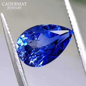 Cadarmay Synthetic Sapphire Pear Cut Blue Loose Stone For Jewelry Making - Product Image 1