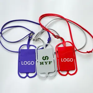 2024 Novos produtos personalizados universal preço razoável cordão de silicone alça de pescoço suporte de cartão de telefone com cordão