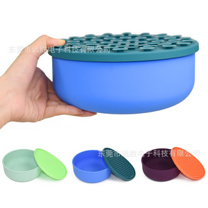 Bol pour animaux de compagnie en silicone avec couvercle à ventouse, qualité alimentaire, bol pour chien et chat à alimentation lente, forme arrondie 210x210x84mm - Product Image 2