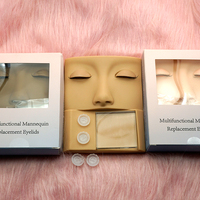 Tête de mannequin en silicone plate pour la formation aux extensions de cils, avec paupières amovibles et remplaçables, outils d'entraînement pour cils greffés
