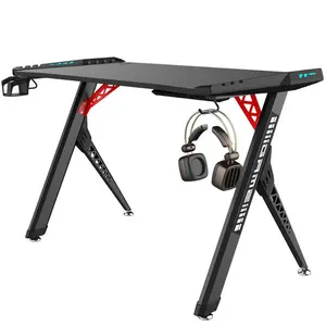 Multi Functional Colored RGB Gaming Table PC Racing Laptop Fancy Wooden Computer Desk With LED