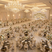 Table de banquet pour événements de mariage de grande taille, mobilier de réception, structure en acier inoxydable, plateau en verre, ensemble table et chaises pour hall d'hôtel, Chine Foshan