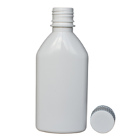 Bouteille en plastique HDPE blanche de 150ml avec bouchon à vis CRC Bouteille carrée pour sirop contre la toux Eau Liquide Médecine Logo personnalisé et couleur