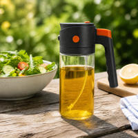 Bouteille en verre portable 2-en-1 de 550 ml pour cuisine, pulvérisateur d'huile à brume fine et vaporisateur d'huile d'olive avec bec verseur, à main