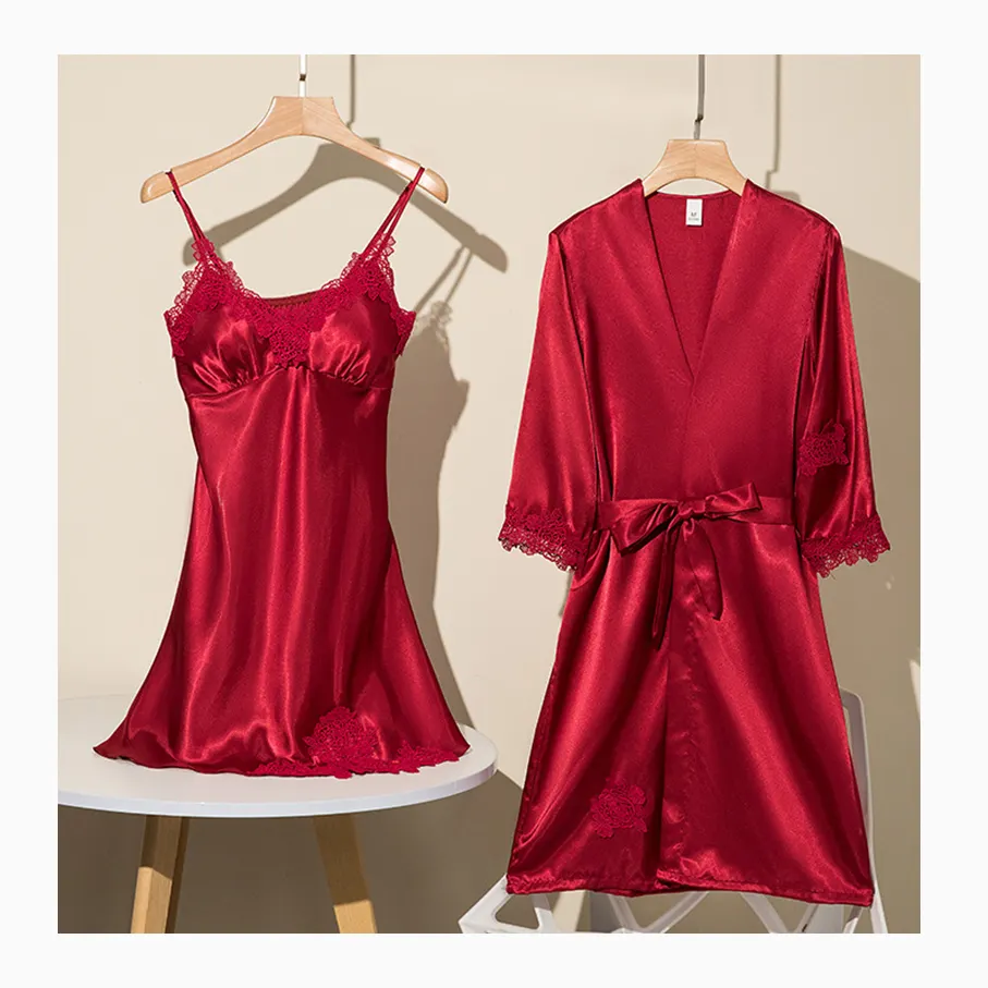 Wholesale Summer Silk Sexy And Spicy Thin Ladies' Nightgown Woman Enchanting Sleepwear Sexy Two Pieces