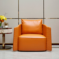 Foshan Fabrik Großhandelspreis Italienisches Design Luxus 1+2+3-Sitzer Sofa-Set Orange Leder Heim- und Hotelmöbel Modernes Wohnzimmer