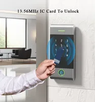 Lecteur de cartes de contrôle d'accès WIFI TTLock, serrure de porte RFID, télécommande, contrôle d'accès par application mobile, pointage des heures, pour porte en verre
