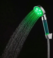 Capteur de température hydroélectrique haute pression contrôle puissance changement de couleur led poignée éclairée pommeau de douche de salle de bain