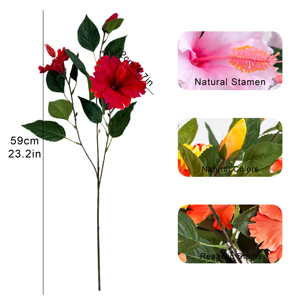 Fleurs artificielles d'<span class=keywords><strong>hibiscus</strong></span> tropicales à tige unique en soie, fausses fleurs <span class=keywords><strong>de</strong></span> malli pour vase <span class=keywords><strong>de</strong></span> maison, décoration florale <span class=keywords><strong>de</strong></span> table <span class=keywords><strong>de</strong></span> mariage et toile <span class=keywords><strong>de</strong></span> fond - Product Image 2