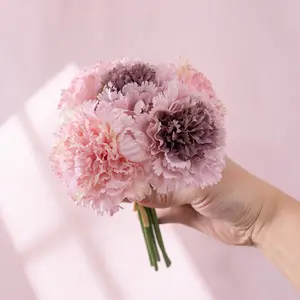 AI-001 Fabrik Großhandel künstliche 6 Köpfe Blume Seide Nelkangröten Blumen für Muttertagsgeschenk Hochzeitsdekoration