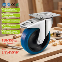 Roue pivotante industrielle 125 mm (5 pouces) en acier/nylon avec roulement à billes, élastique bleu, pour entrepôt