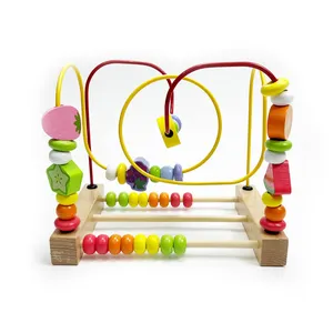 Wholesale Customized Bead Maze Toy for Toddlers Wooden Colorful Roller Coaster Educational Circle Toys Beads Maze Abacus