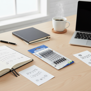 Set di 6 Penne a Sfera Nere Mengfu M-0184, Punta da 0,7mm/1,0mm, per Sport/Striscioni/Ufficio, Prodotte in Cina - Product Image 3