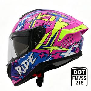 Nuevos Cascos de Motocicleta ABS con Certificación DOT, Color Rosa para Niñas, Personalización de Fábrica, Doble Visera, Forro Lavable Extraíble, Estilo Racing Completo - Product Image 1