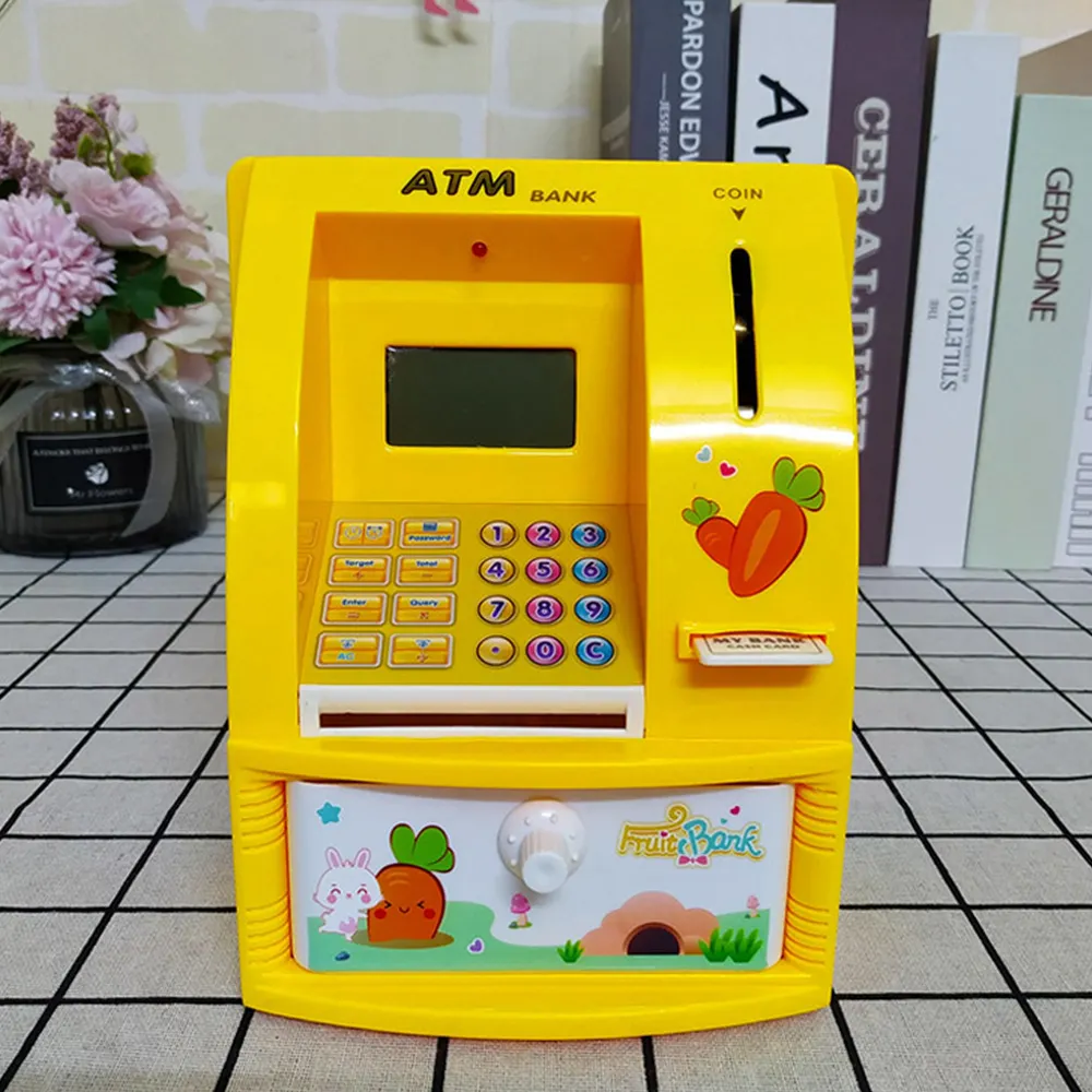 Caja de seguridad electrónica para niños, caja de ahorro de dinero, Abs, monedas, Atm, con contraseña