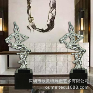Escultura plateada electrochapada de forma irregular, decoración artística para vestíbulo de hotel y sala de exposiciones, venta al por mayor - Product Image 2