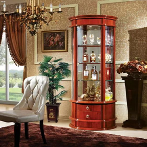 Vitrina de Madera Roja para Vinos, Mueble Clásico de Metal para Cocina, Mueble Moderno de Acero Inoxidable para Sala de Estar, 1 Set T/T - Product Image 6