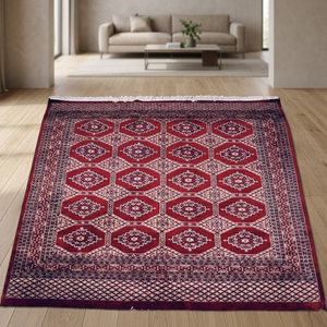 Alfombra Persa Hecha a Mano de Lana y Poliéster, Diseño Geométrico Rojo, Rectangular, Decoración para el Hogar, Base de Goma Antideslizante, Tapete para Puerta - Product Image 2