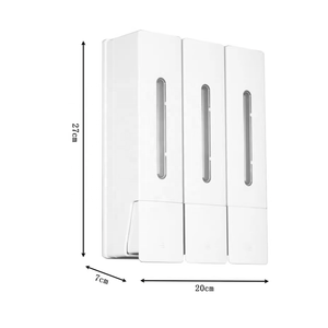 Distributeur de savon <span class=keywords><strong>mural</strong></span> triple manuel avec bouteille rechargeable pour usage hôtelier, en ABS de haute qualité, écologique - Product Image 3