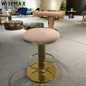 <span class=keywords><strong>Wisemax</strong></span> chải vàng cao trở lại t hình dạng đồng thau vàng thép không gỉ sang trọng xoay thanh phân ghế cho thanh đồ nội thất đám cưới ghế - Product Image 4