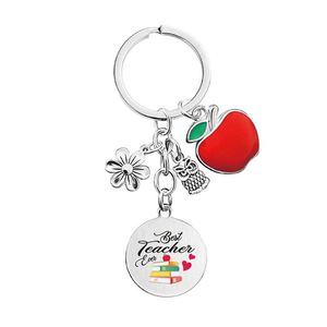 Regalos de Agradecimiento para Maestros, Llaveros Personalizados de Acero Inoxidable con Diseño de Flor y Corazón Grande - Product Image 1